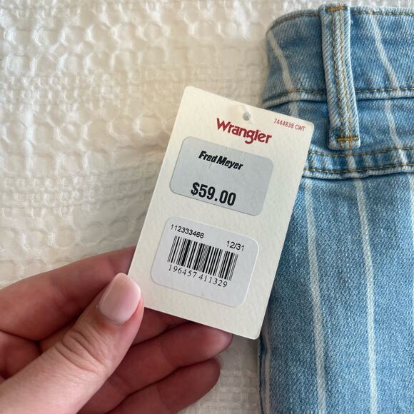 NWT Wrangler High-Rise Vintage 3" Shorts Blue and White Size 12 - Picture 4 of 7